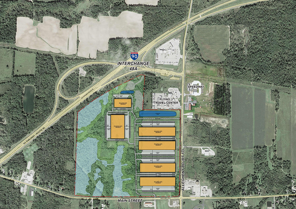 A site plan for a 150,000 square-foot facility in Pembroke, NY 