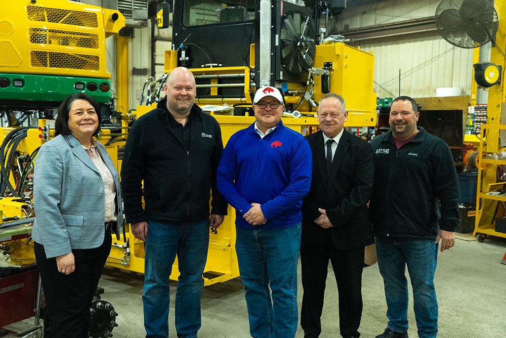   Pictured left to right: Laura A. Geary, Tompkins Community Bank; Chris Chadbourne, Oxbo; Chris Suozzi, GCEDC; Jay Lazarony, GLOW Workforce Development Board; Matthew Gray, Alex's Place. Tompkins Community Bank, Oxbo and Alex's Place are among the 92 employers that support Genesee County's ACT Work Ready Communities initiative.